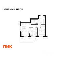 ЖК «Зеленый парк», планировка 2-комнатной квартиры, 48.30 м²
