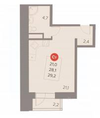 ЖК «Отлично», планировка студии, 29.20 м²