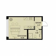 ЖК «ID Murino III», планировка студии, 27.22 м²
