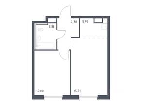 ЖК «Новые Лаврики», планировка 1-комнатной квартиры, 39.58 м²