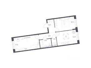 ЖК «Подольские Кварталы», планировка 2-комнатной квартиры, 59.94 м²