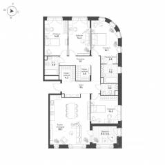 ЖК «MariInn Park», планировка 4-комнатной квартиры, 141.10 м²