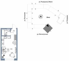 ЖК «Страна.Парковая», планировка студии, 28.70 м²