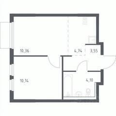 ЖК «Пригород Лесное», планировка 1-комнатной квартиры, 32.89 м²