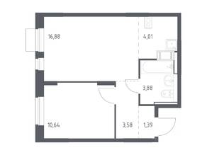 ЖК «Пятницкие Луга», планировка 1-комнатной квартиры, 40.38 м²