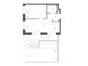 Апарт-комплекс «Верейская 41», планировка 1-комнатной квартиры, 57.14 м²