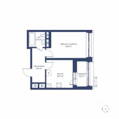 ЖК «Цветочный город», планировка 1-комнатной квартиры, 35.50 м²