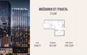 ЖК «Мнёвники от Гранель», планировка студии, 30.13 м²
