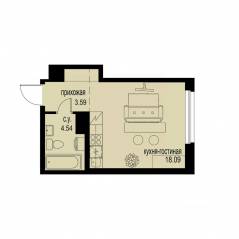 ЖК «ID Murino III», планировка студии, 26.22 м²