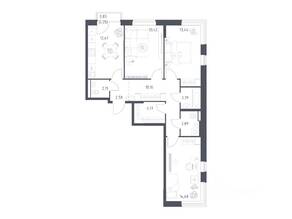 ЖК «Новое Видное», планировка 3-комнатной квартиры, 78.80 м²