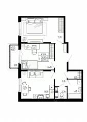 МЖК «Аннино Сити», планировка 2-комнатной квартиры, 62.75 м²