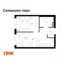 ЖК «Саларьево парк», планировка 1-комнатной квартиры, 31.80 м²