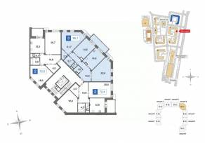 ЖК «Ново-Никольское», планировка 3-комнатной квартиры, 94.90 м²