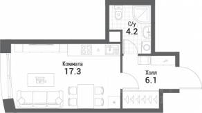 ЖК «Nagatino i-Land», планировка студии, 27.60 м²