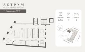 МФК «ASTRVM», планировка 3-комнатной квартиры, 230.63 м²