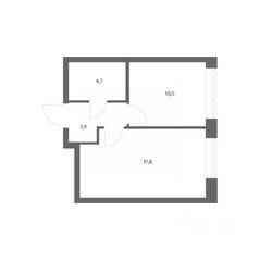 ЖК «NEWПИТЕР», планировка 1-комнатной квартиры, 36.41 м²