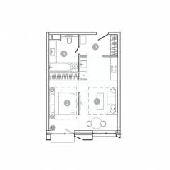 ЖК «UNO. Соколиная гора», планировка 2-комнатной квартиры, 41.00 м²