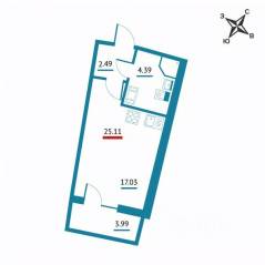 ЖК «Левитан», планировка студии, 25.11 м²