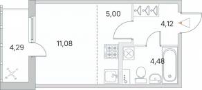 ЖК «Ясно. Янино», планировка студии, 25.97 м²