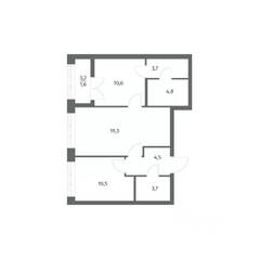 ЖК «NEWПИТЕР», планировка 2-комнатной квартиры, 58.75 м²