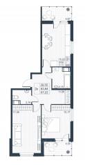 ЖК «Ново-Антропшино», планировка 2-комнатной квартиры, 63.60 м²