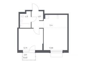ЖК «Новое Внуково», планировка 1-комнатной квартиры, 42.65 м²