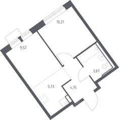ЖК «Молжаниново», планировка 1-комнатной квартиры, 34.08 м²