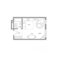 ЖК «Гранель Коломенское», планировка студии, 33.73 м²