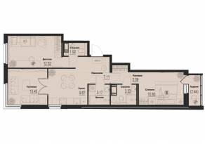 ЖК «ID Murino III», планировка 3-комнатной квартиры, 63.28 м²
