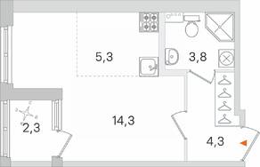 МЖК «Дубровский», планировка студии, 28.85 м²