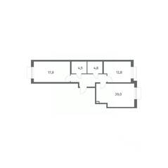 ЖК «Парусная 1», планировка 2-комнатной квартиры, 68.10 м²