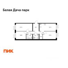 ЖК «Белая Дача парк», планировка 3-комнатной квартиры, 79.90 м²
