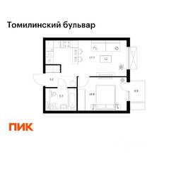 ЖК «Томилинский бульвар», планировка 1-комнатной квартиры, 35.70 м²