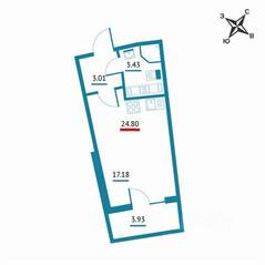 ЖК «Левитан», планировка студии, 24.80 м²