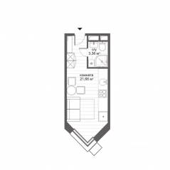 Апарт-комплекс «CitiMix Новокосино», планировка студии, 25.02 м²