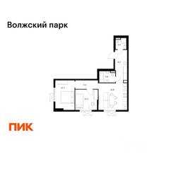 ЖК «Волжский парк», планировка 2-комнатной квартиры, 58.70 м²