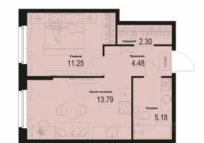 ЖК «ID Murino III», планировка 1-комнатной квартиры, 37.00 м²