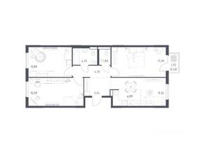 ЖК «Горки Парк», планировка 3-комнатной квартиры, 80.65 м²