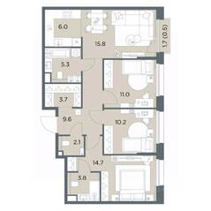 ЖК «Станиславский», планировка 4-комнатной квартиры, 82.70 м²