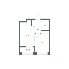 ЖК «NEWПИТЕР», планировка 1-комнатной квартиры, 39.01 м²