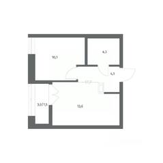 ЖК «NEWПИТЕР», планировка 1-комнатной квартиры, 33.57 м²
