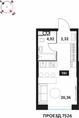 ЖК «Инноватор», планировка студии, 27.60 м²