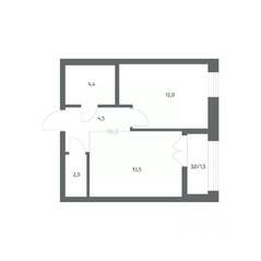 ЖК «NEWПИТЕР», планировка 1-комнатной квартиры, 38.02 м²