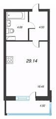 ЖК «Левитан», планировка студии, 29.14 м²