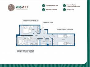 ЖК «ЛесART», планировка 2-комнатной квартиры, 58.85 м²