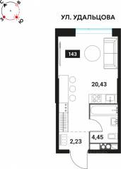 ЖК «Инноватор», планировка студии, 27.58 м²