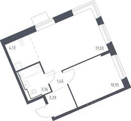 ЖК «Молжаниново», планировка 1-комнатной квартиры, 40.78 м²