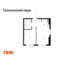 ЖК «Таллинский парк», планировка 1-комнатной квартиры, 35.40 м²