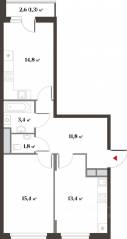 ЖК Миниполис «Восемь кленов», планировка 2-комнатной квартиры, 61.30 м²