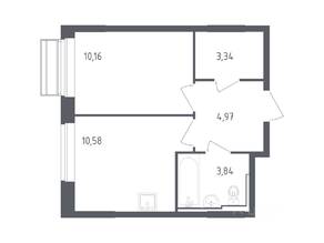 ЖК «Рублевский Квартал», планировка 1-комнатной квартиры, 32.89 м²